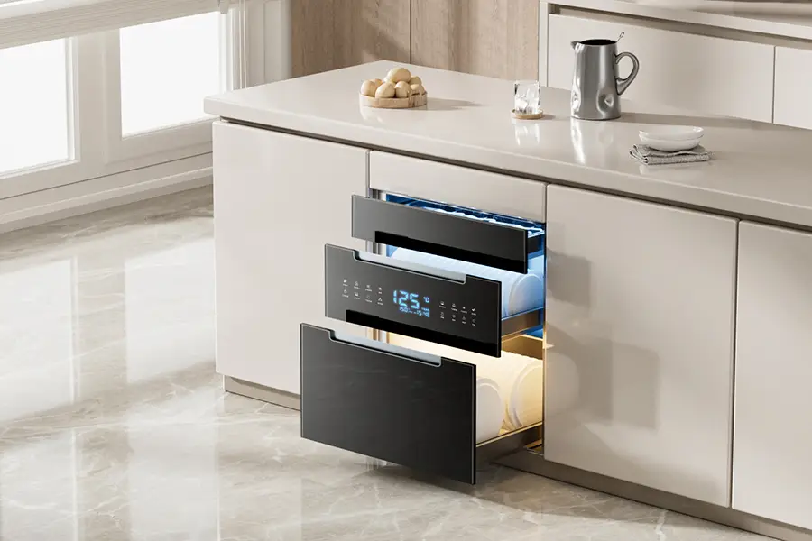 Dishwasher drying system with a PTC air heater